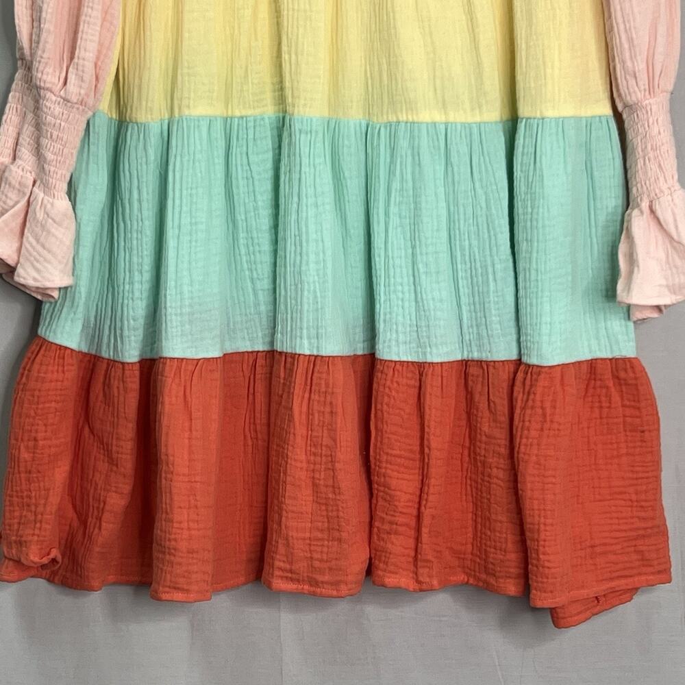 Tuckernuck Pomander Place Kenzo Tiered Colorblock  Gauze Dress XXL Sorbet Color‎ - Picture 5 of 16